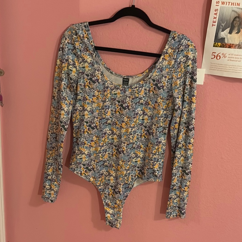 SHEIN Blue and Brown Fitted Bodysuit